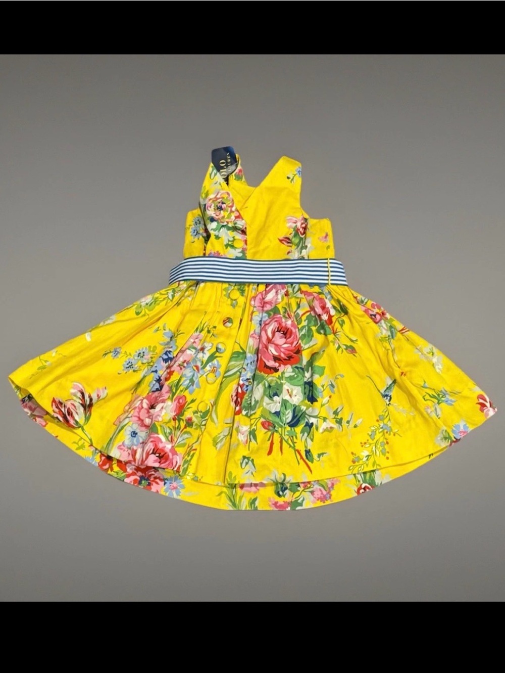 Polo Ralph Lauren Girls Yellow Floral Dress 2T New Designer - Picture 2 of 3